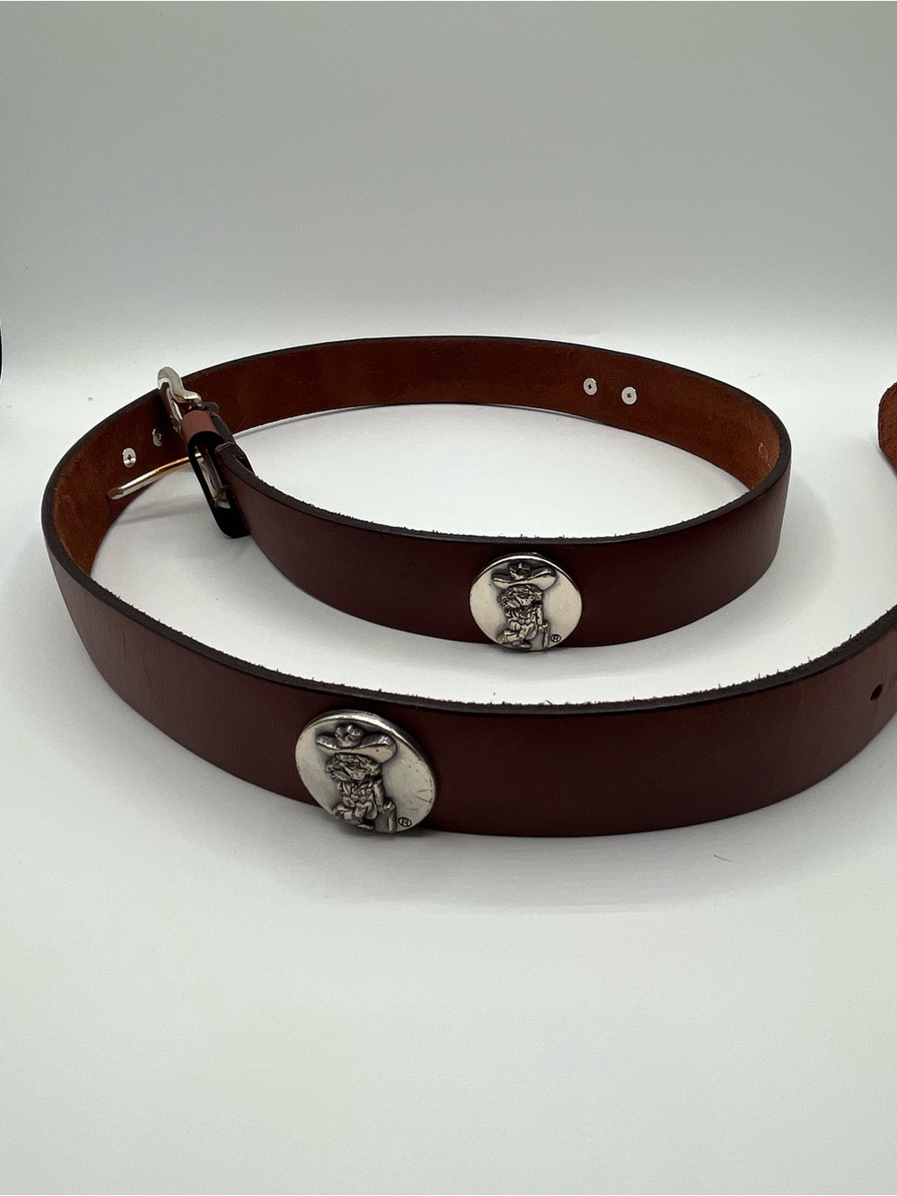 Vintage Ole Miss Men's Leather Belt with Colonel Reb logo. 40 inches in Length